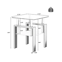 Streamdale Modern Tempered Glass Square Coffee Table Set