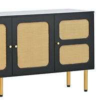 Streamdale Boho Tv Stand, Woven Console, Country Style Sideboard