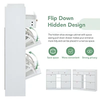 Streamdale 2-Tier Shoe Cabinet with 4 Flip Drawers, White