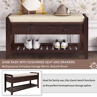 Streamdale Multipurpose Entryway Bench with Seat and Drawers (Espresso)