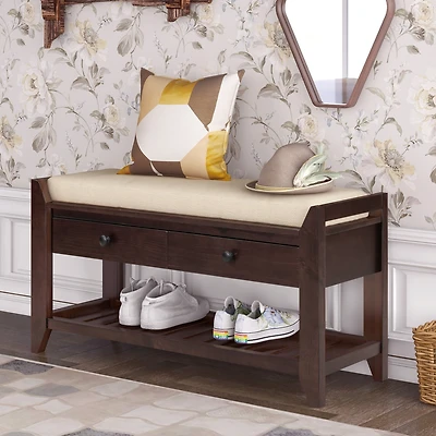 Streamdale Multipurpose Entryway Bench with Seat and Drawers (Espresso)