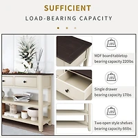 Streamdale Retro Console Table with Open Shelves and Pine Frame