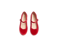 Childrenchic Girls Holiday Velvet Mary Janes Red