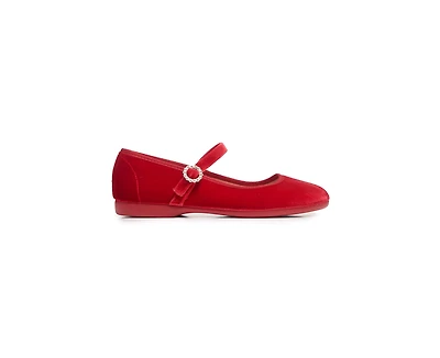 Childrenchic Girls Holiday Velvet Mary Janes Red
