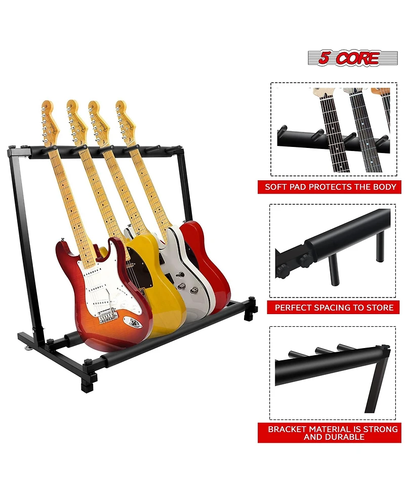 5 Core Guitar Rack Stand • Multi Guitars Holder Storage Stands for Acoustic Electric and Bass Soporte Para Guitarra