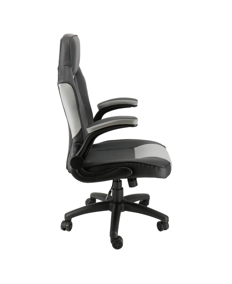 Elama High Back Adjustable Faux Leather Office Chair in Black and Gray