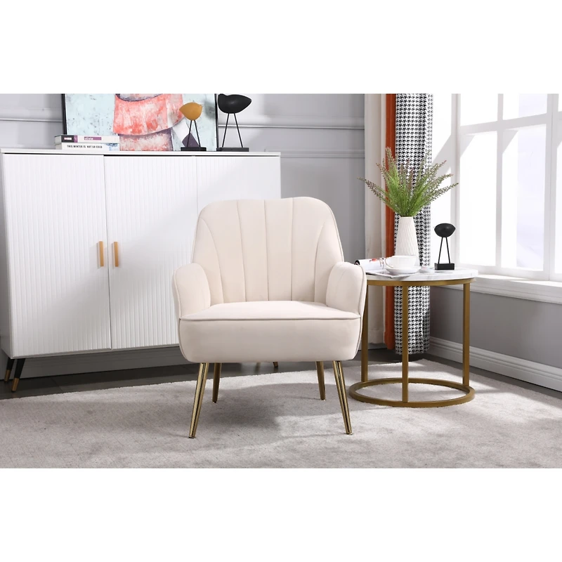 Simplie Fun Modern Mid Century Chair Velvet Sherpa Armchair For Living Room Bedroom Office Easy Assemble