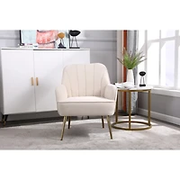 Simplie Fun Modern Mid Century Chair Velvet Sherpa Armchair For Living Room Bedroom Office Easy Assemble