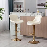 Chrome Footrest And Base Swivel Height Adjustable Mechanical Lifting Velvet + Leg