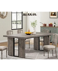 Tribesigns 71" Large Dining Table for 6 to 8 People, Farmhouse Style Dinner Table, Rectangular Dining Table for Kitchen, Dining Room & Living Room
