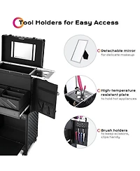 Byootique Rolling Makeup Case Trolley Cosmetic Organizer Hair Stylist Salon