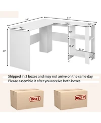 L-shaped Corner Computer Desk Home Office Writing Workstation with Storage Shelves