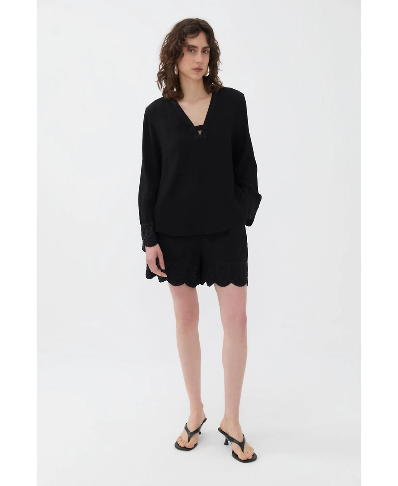 Nocturne Women's Stone Embroidered Blouse