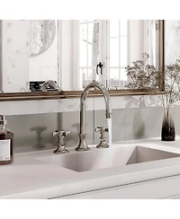 Mondawe Bathroom Faucets for Sink 3 Hole, 8 Inch Widespread Bathroom Sink Faucet 2 Handles Mid-Arc Kitchen Faucets with cUPC Flexible Hose