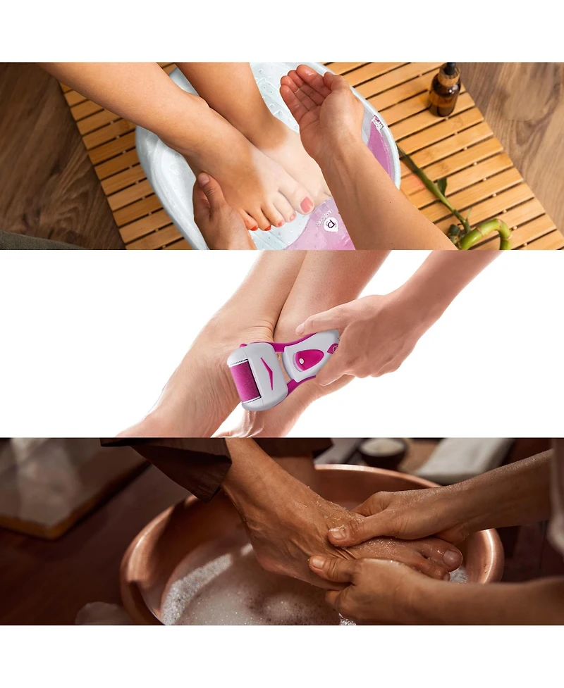 Pursonic Ultimate Foot Care Bundle: Foot Spa Massager with Tea Tree Oil Foot Salt Scrub, Battery Operated Callus Remover, Foot Spa, and Foot Smoother