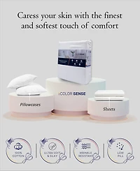 Color Sense 300 Thread Count 100% Cotton Sateen 3-Pc. Sheet Set, Twin