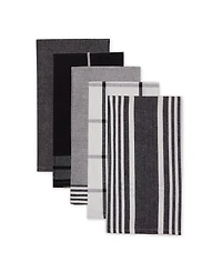 Design Imports Assorted Woven Dishtowel Collection Classic Oversized, 20x28", Black, 5 Piece