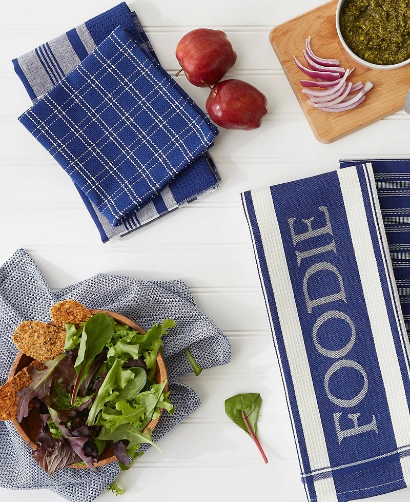 Design Imports Everyday Collection Foodie Kitchen Set, Dishtowel Dishcloth, Nautical Blue, 5 Piece