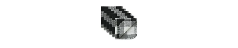 Design Imports Scrubber Dishcloths Collection Windowpane Dishrag Set, 12x12", Black Buffalo Check, 6 Piece
