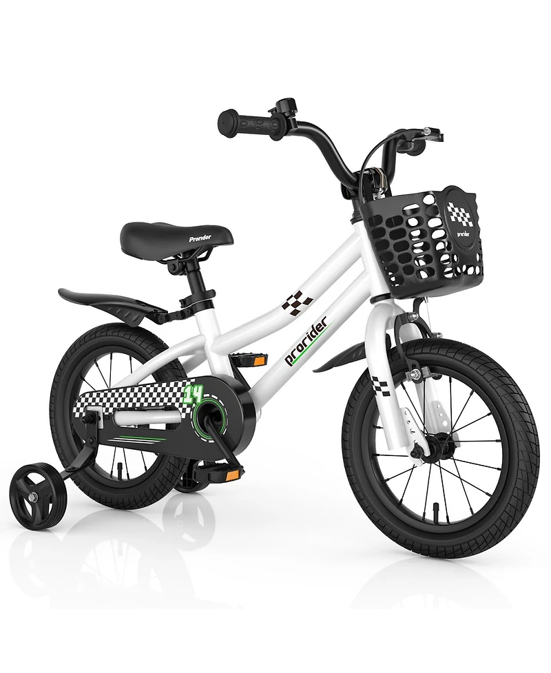 14'' Kid's Bike with Removable Training Wheels & Basket for 3-5 Years Old