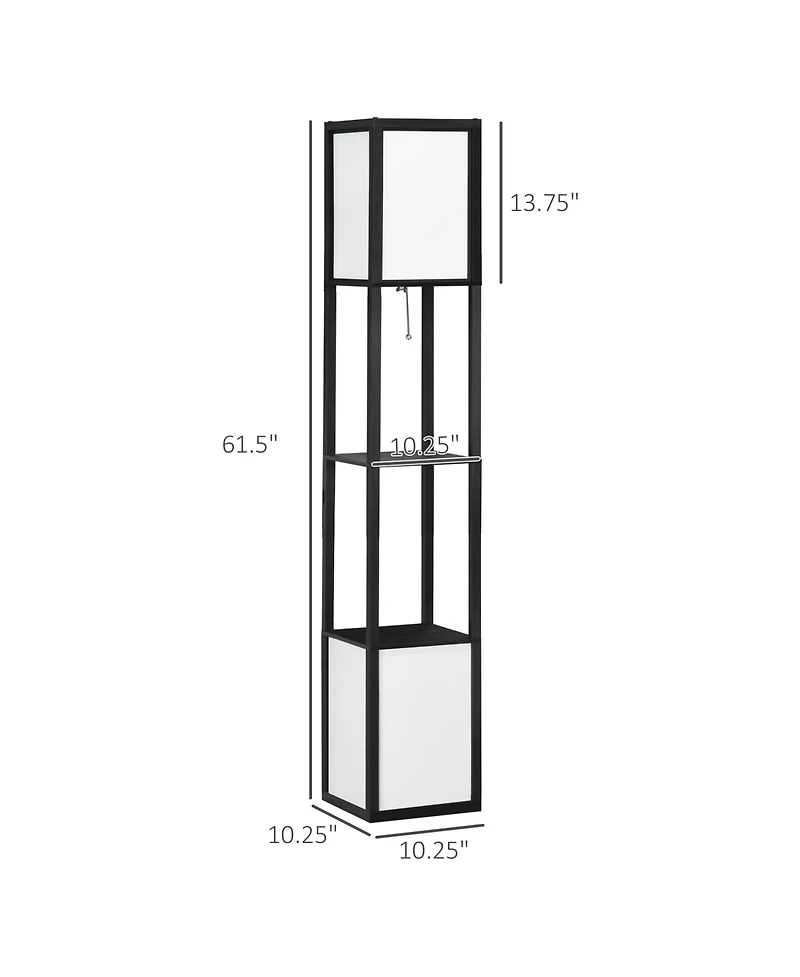 Homcom Modern Floor Lamp with Shelves, Dual Light, Sding Lamp