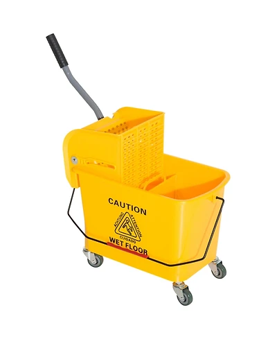 Homcom Compact Mop Bucket with Wringer on Wheels 21 Quart
