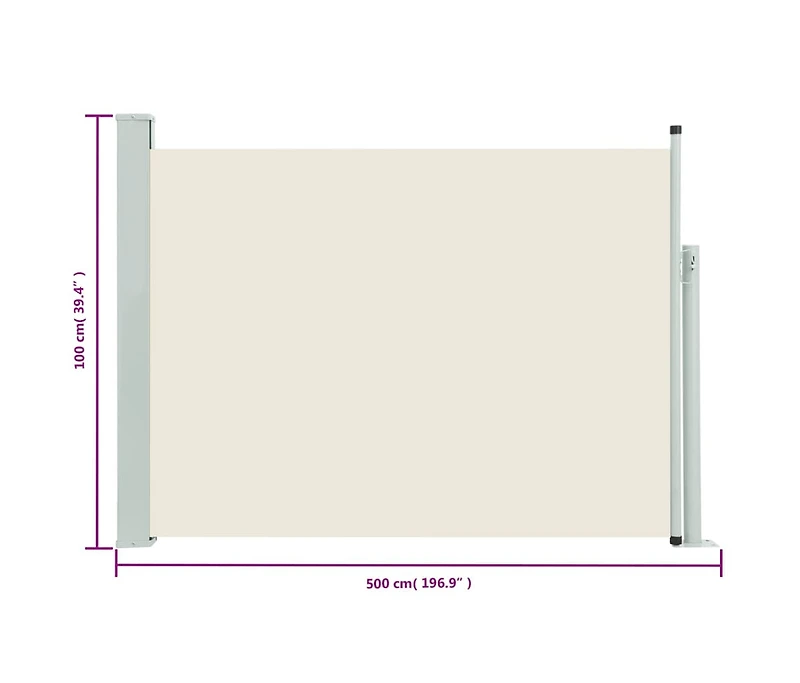 Patio Retractable Side Awning 39.4"x196.9" Cream