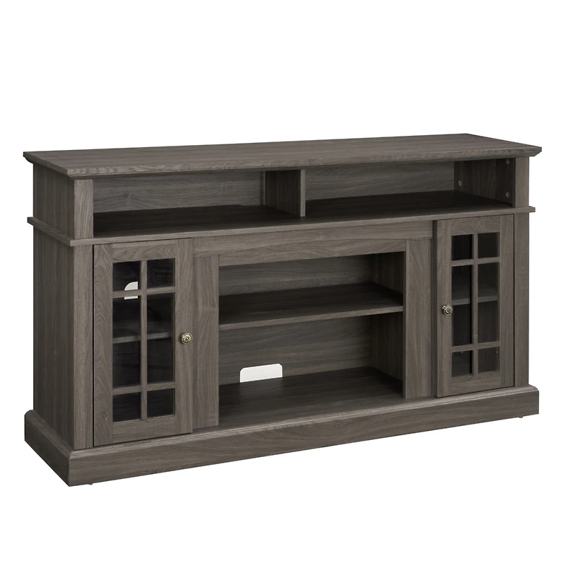 Streamdale Furniture Modern Tv Stand with Open/Closed Storage, Dark Walnut, 58"W