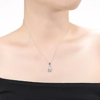 White Gold Plated with Cubic Zirconia Pear Rain Droplet Infinity Love Knot Pendant Necklace