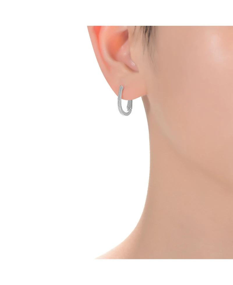 GiGiGirl White Gold Plated "U" Small Hoop Earrings for Teens