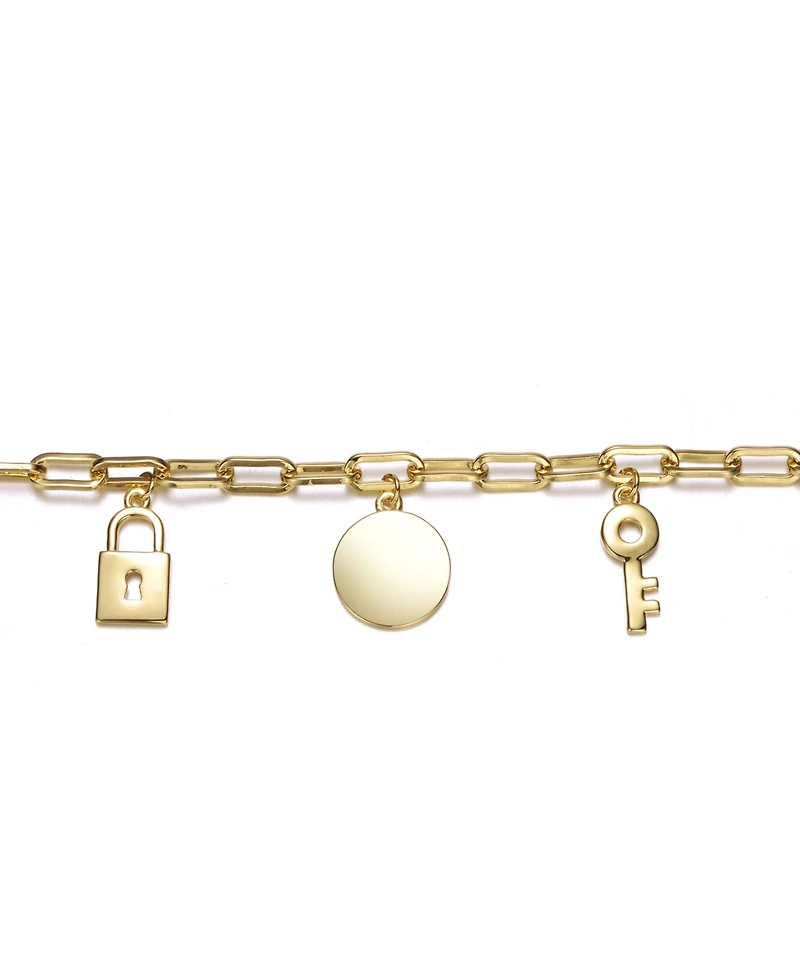 GiGiGirl 14K Gold Plated Cubic Zirconia Three Charm Bracelet for Teens