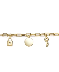 GiGiGirl 14K Gold Plated Cubic Zirconia Three Charm Bracelet for Teens