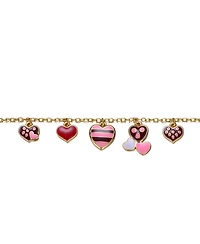 GiGiGirl 14k Yellow Gold Plated Adjustable Bracelet with Heart Charms and Colored Enamel for Kids