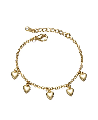 GiGiGirl 14K Gold Plated Bracelet with Dangling Heart Charms for Toddler/Kids