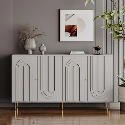 Streamdale Gray Lacquered Wooden Cabinet Server for Multiple Rooms