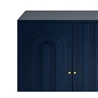 Streamdale Blue Lacquered 4 Door Wooden Sideboard Buffet Cabinet