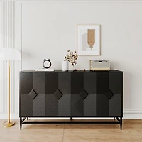 Streamdale Black Lacquered Wooden Sideboard Buffet Cabinet