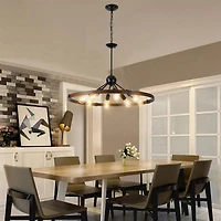 8-Light Retro Farmhouse Chandelier For Kitchen, Living Room, Dining Room(No Bulbs)