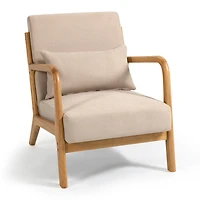 Streamdale Furniture Leisure Chair With Solid Wood Armrest And Feet, Mid-Century Modern Accent Sofa