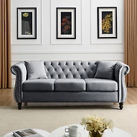 Streamdale Furniture 3-Seater + 3-Seater Combination Sofa.Grey Velvet