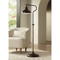 Franklin Iron Works Ferris Rustic Farmhouse Pharmacy Floor Lamp 57" Tall Bronze Faux Wood Grain Adjustable for Living Room Reading Bedroom Office