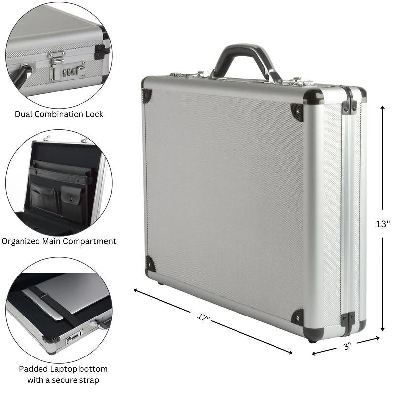 Alpine Swiss Executive Aluminum Briefcase Padded Laptop Briefcase For Men Hard Shell Attache Case Combo Lock Business Case