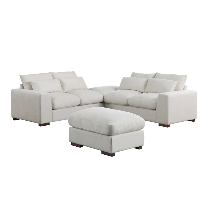 Streamdale Furniture Tatman Linen Blend Sectional With 2 Ottomans