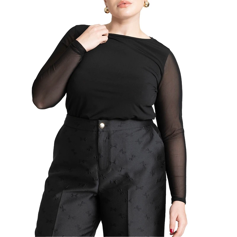 Eloquii Women's Sheer Sleeve Tee