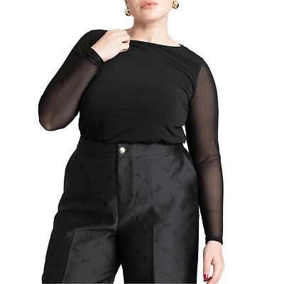 Eloquii Women's Sheer Sleeve Tee
