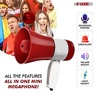 5 Core Megaphone Bullhorn Speaker 30W Mini Bull Horn Rechargeable Cheer Megafono 800 Yards Range Loudspeaker