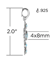 American West Jewelry Sterling Blue Turquoise Gemstone Cross Pendant Enhancer