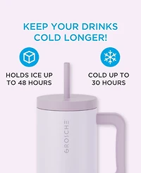 Grosche 40oz Insulated Tumbler with Straw and Handle, 2pk