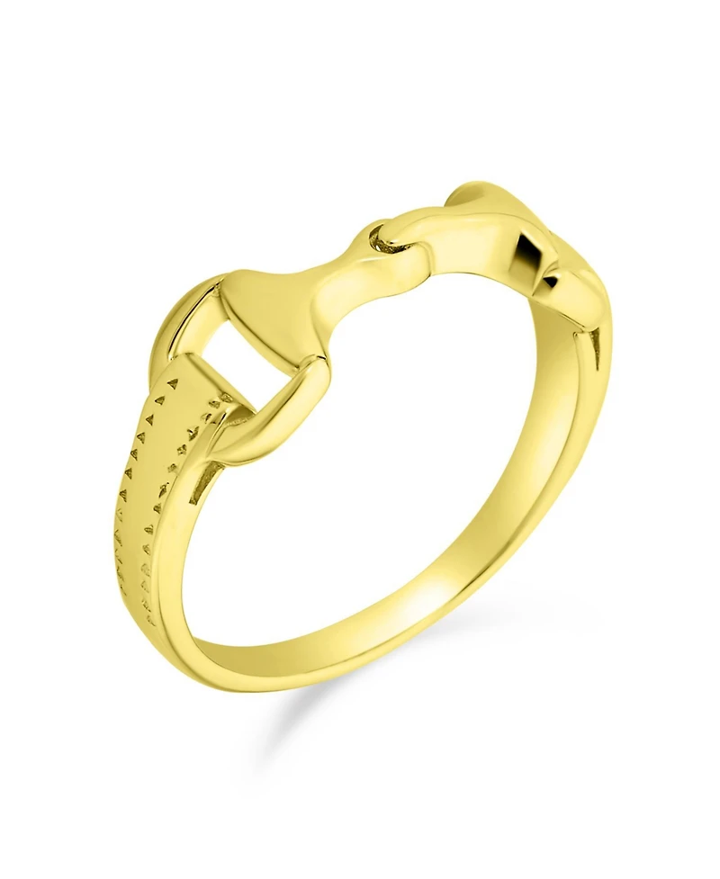 Bling Jewelry Cowgirl Equestrian Lover Double Horse Snaffle Bit Band Ring Sterling Silver