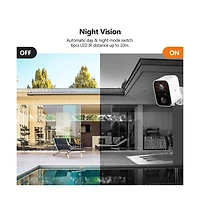 SW03-White 3 Packs 1080P Full Hd Wireless Smart Cameras with Solar Panels and 16GB Tf Card, Supports Night Vision, Wi-Fi and Smartphone App